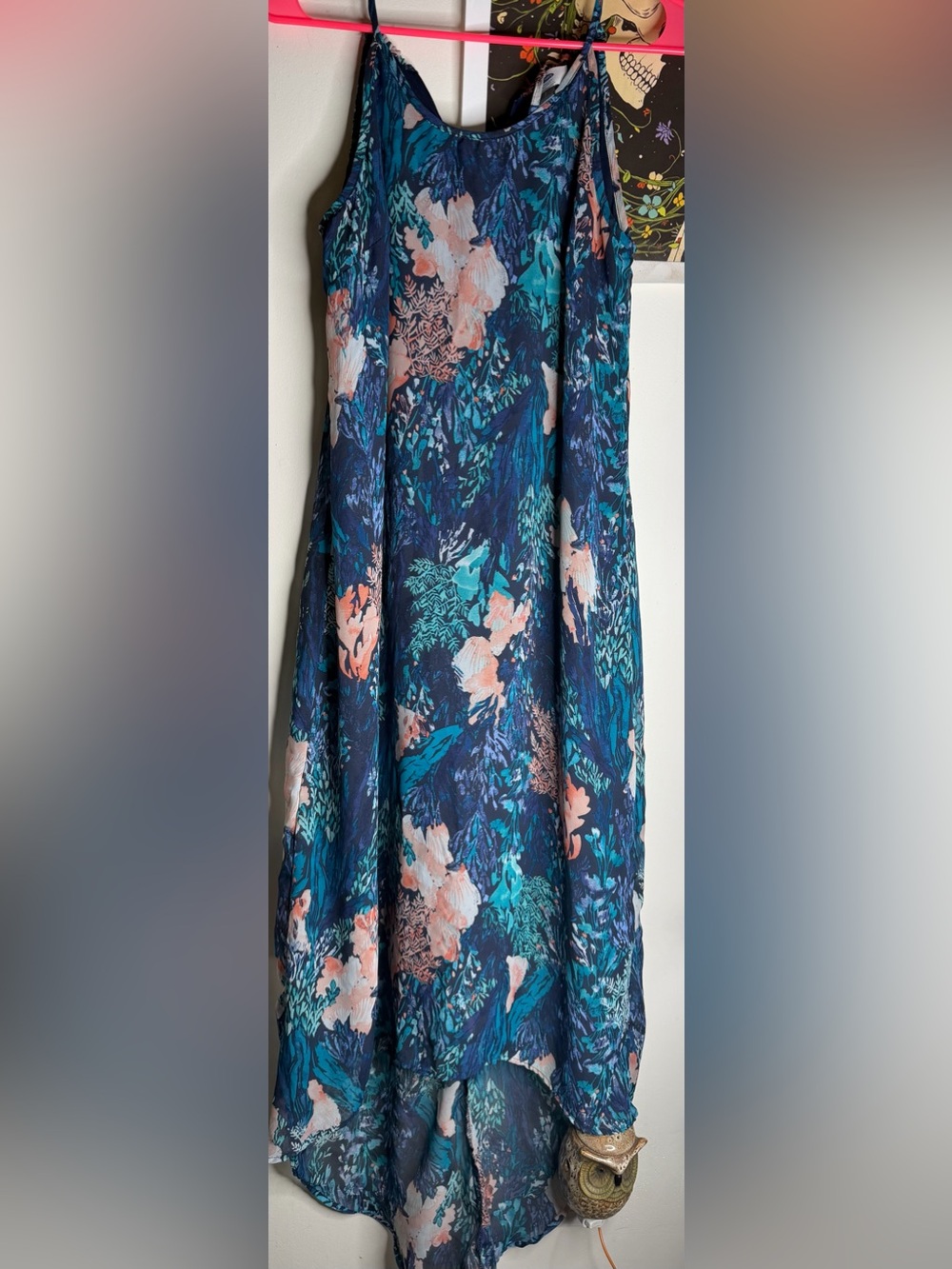 Old Navy Navy Floral Maxi Dress with Teal & Coral Accents - Picture 1 of 3